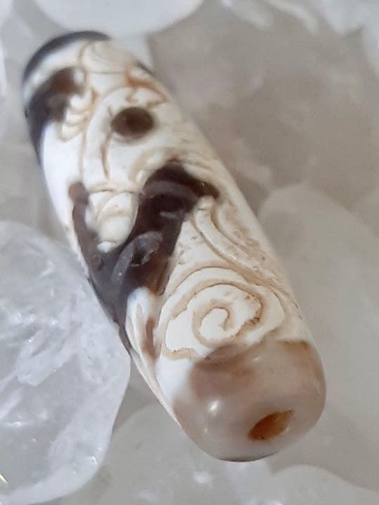 チベットジービーズ 西蔵天珠 優質老礦 特殊稀少彫刻龍神天珠