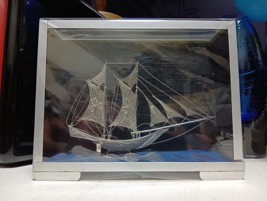 銀製　帆船　透かし彫り細工　sailing ship　sv900