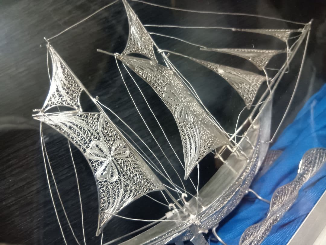 銀製　帆船　透かし彫り細工　sailing ship　sv900