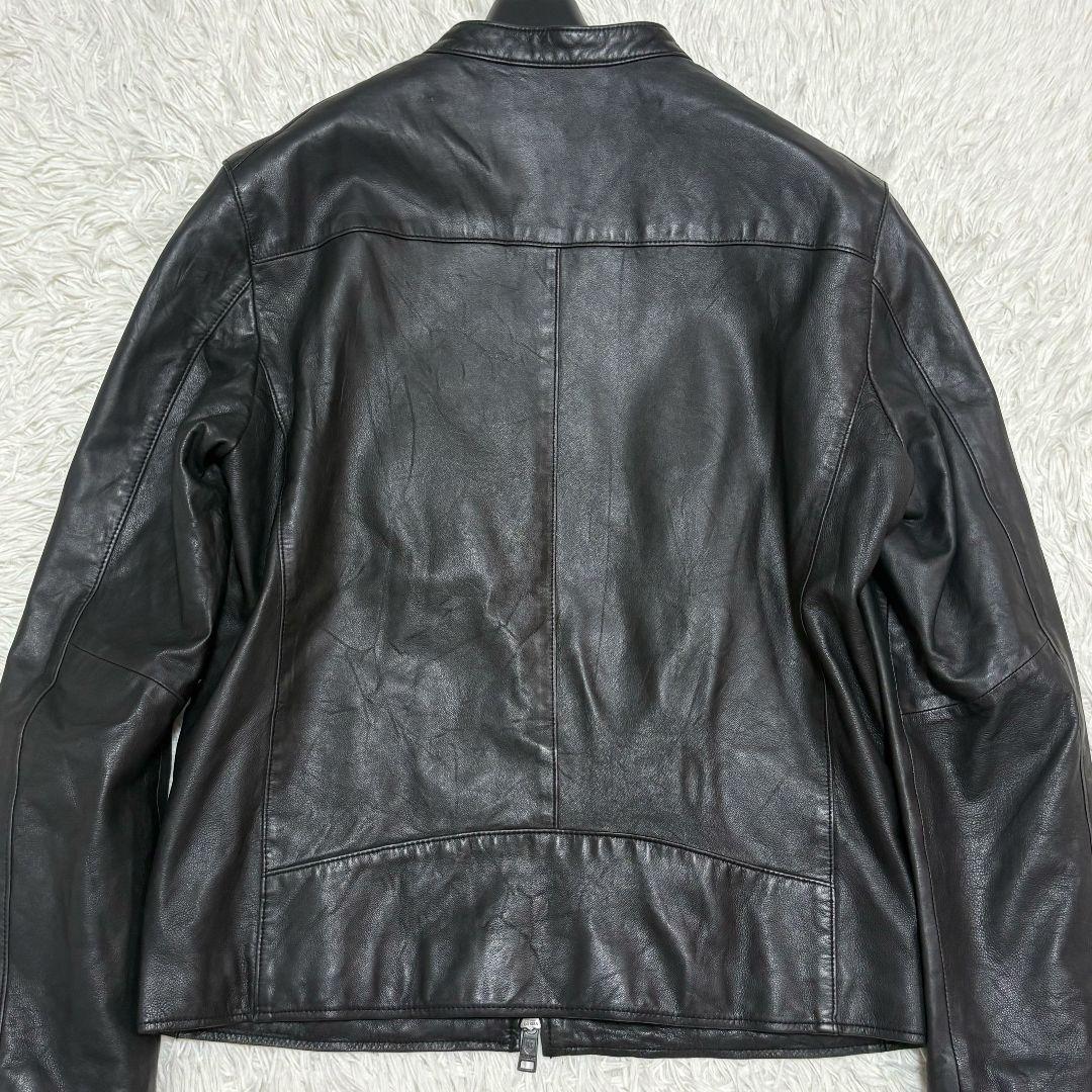 ブラックレーベルクレストブリッジ ラムレザー シングルライダースジャケット