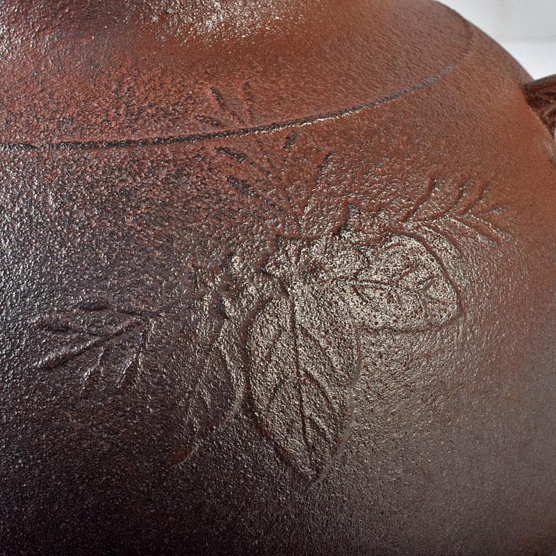 茶道具　人間国宝　釜師　高橋敬典作　桐地紋　真形釜　共布共箱　V　R8334B