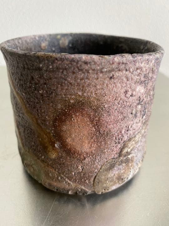 岸野寛　焼〆窯変筒茶碗　京都思文閣個展　共箱