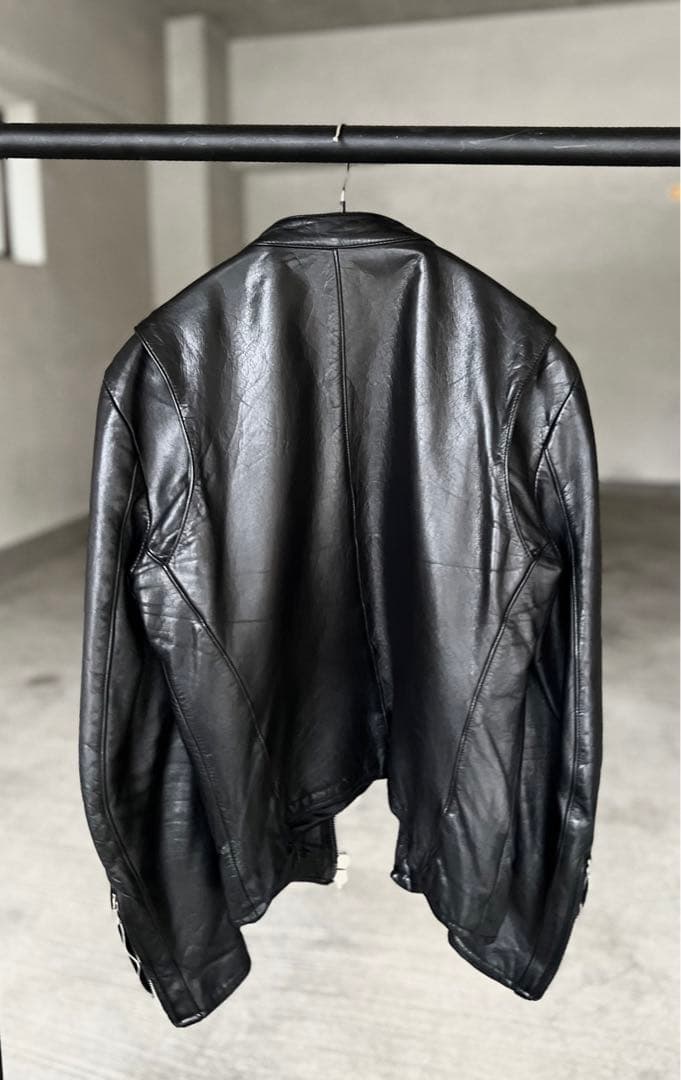 【美品】LITHIUM HOMME 黒レザー シングルライダースジャケット