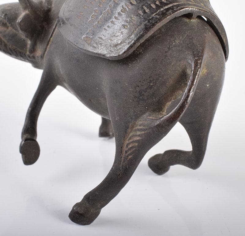 中国　古銅宣徳銅　牛に唐子　のったり香炉　置物　V　R4228