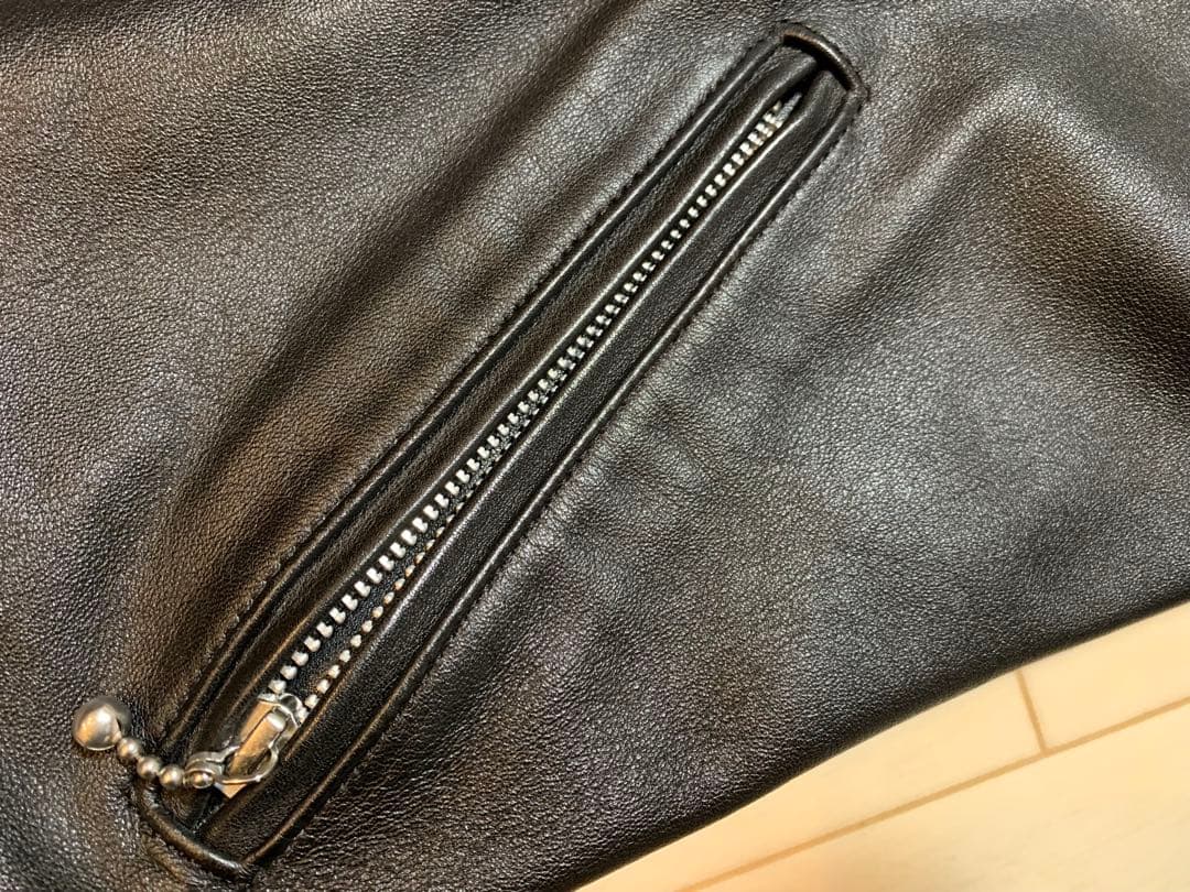 666 LEATHER WEAR シングルライダース レザージャケット 34 黒