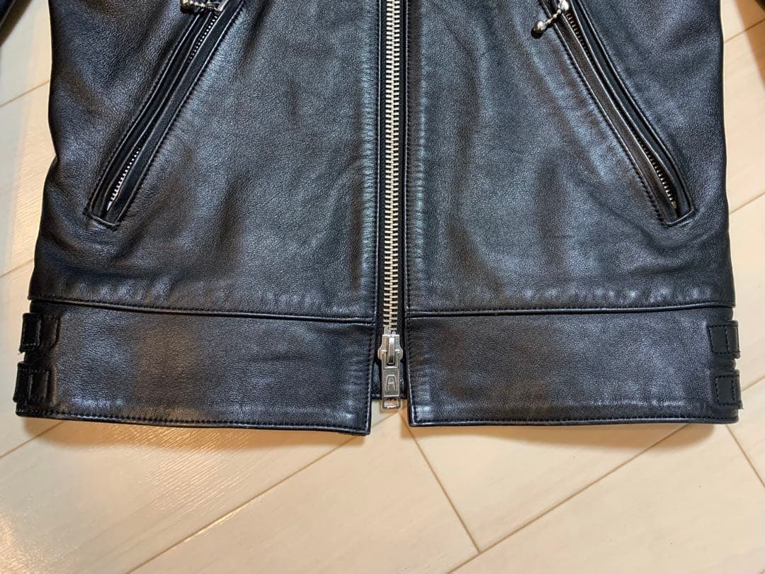 666 LEATHER WEAR シングルライダース レザージャケット 34 黒