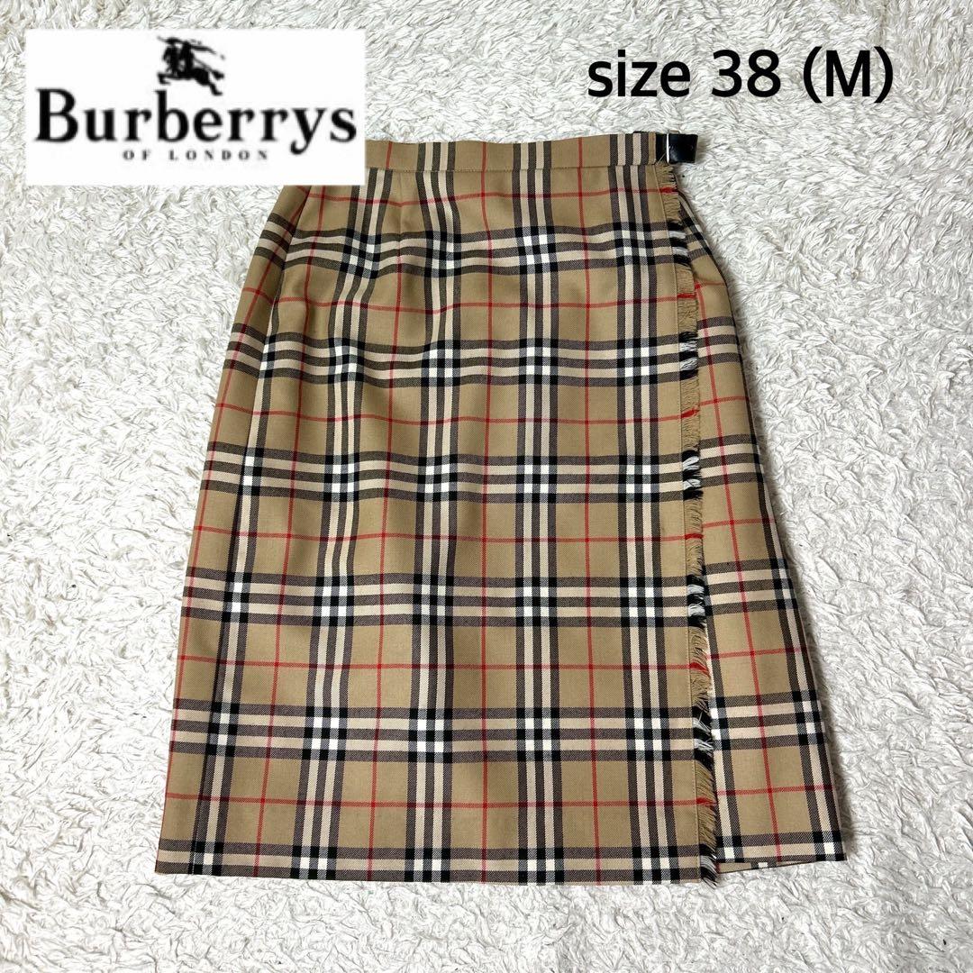 【極美品】BURBERRYS ノバチェック巻きスカート革ベルト サイズ38 M