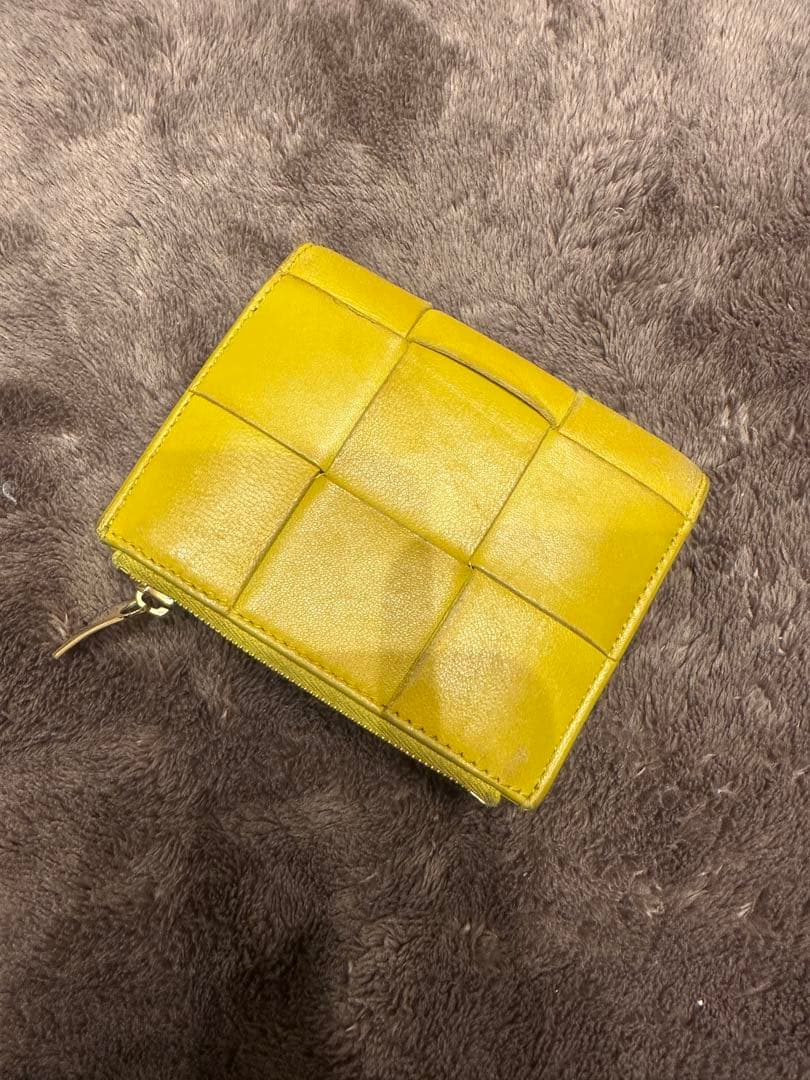 ブ*P様 ボッテガべネタ　イエロー レザー 二つ折り財布 パッチワーク