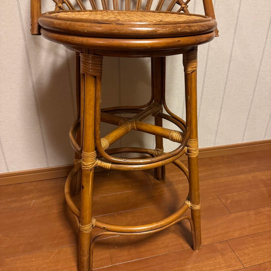 昭和レトロ ラタンチェア 椅子 籐家具 古家具藤 ベントウッドチェアー　スツール