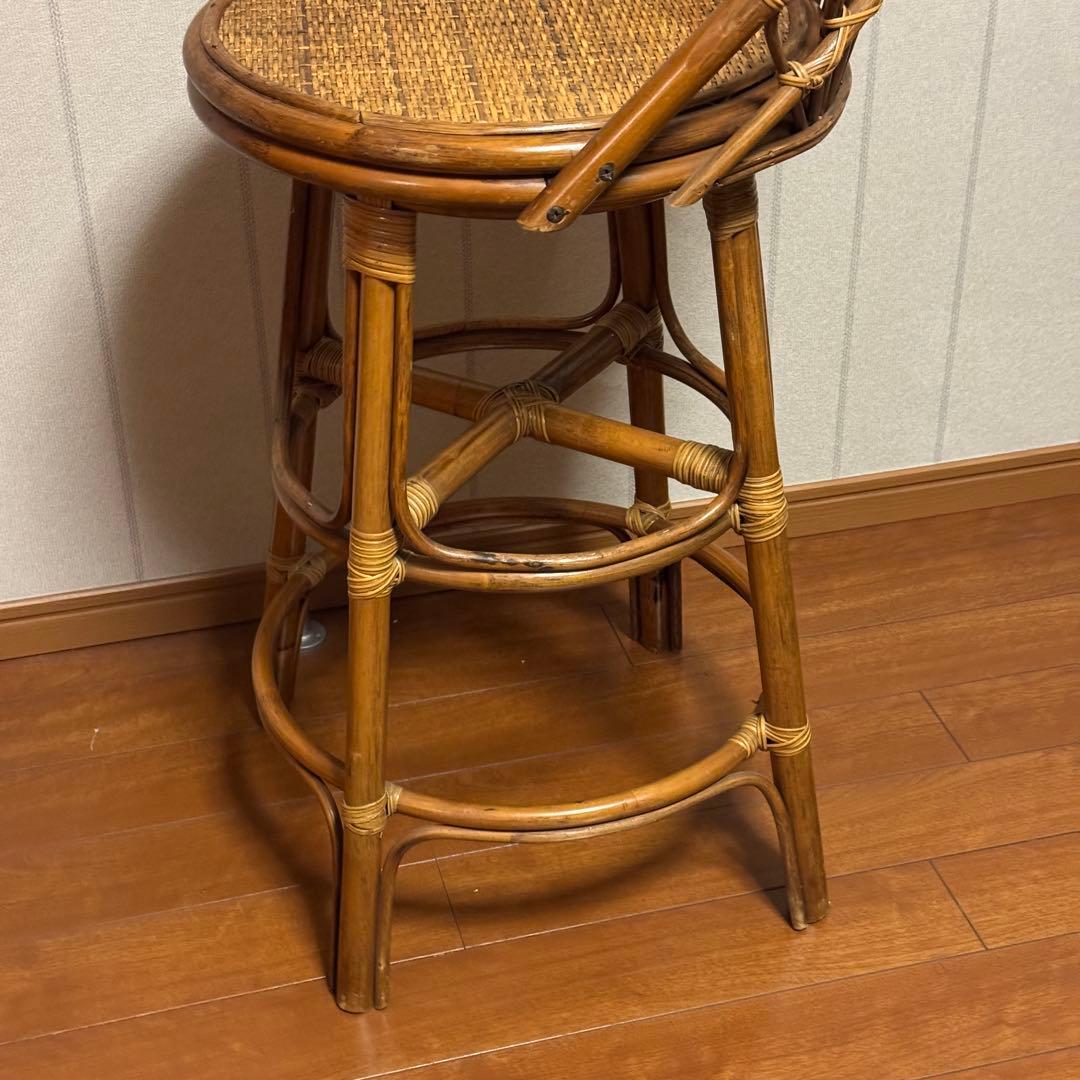 昭和レトロ ラタンチェア 椅子 籐家具 古家具藤 ベントウッドチェアー　スツール