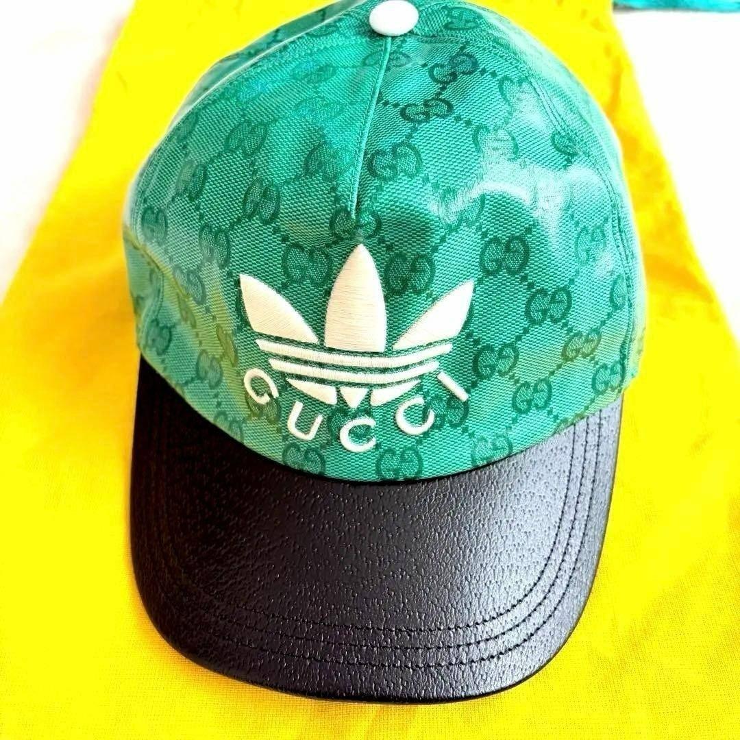 正規 タグ付き未使用✨GUCCI×adidas コラボキャップ GG柄 L 緑