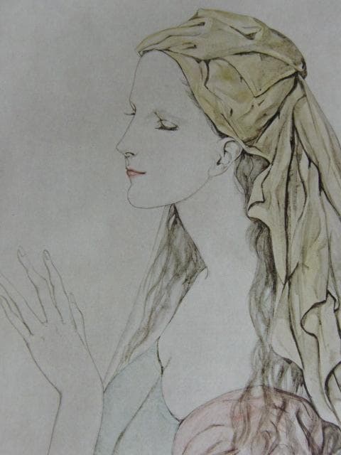 藤田嗣治、【婦人像 】、希少な限定額装用画集画、新品高級額 額装付、状態良好