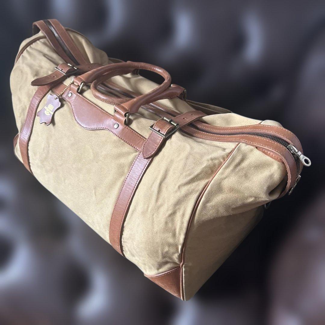 Whitehouse Cox ボストン　 キャンパス×ブライドルレザー　ベージュ