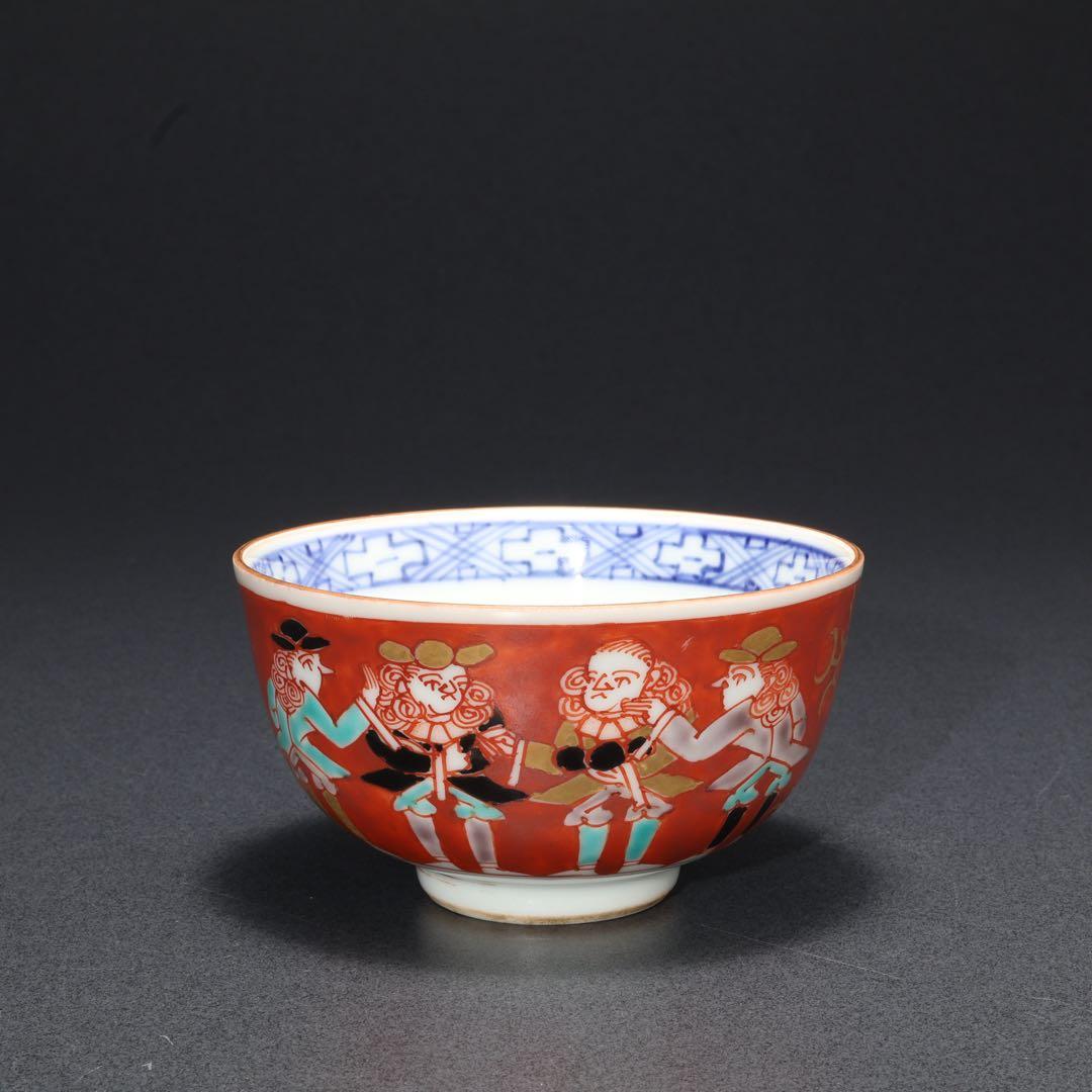 伊万里色絵　南蛮人図　湯呑み10客　骨董　古伊万里　R1666