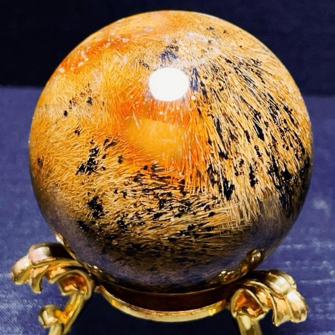 超大玉　65mm ゴールドスモーキールチルクォーツ　金針水晶　パワーストーン