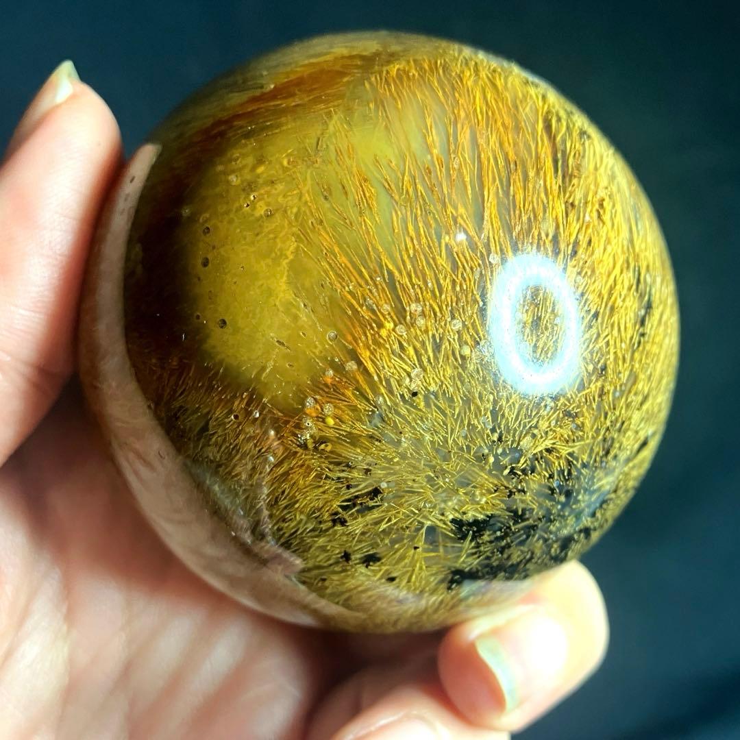 超大玉　65mm ゴールドスモーキールチルクォーツ　金針水晶　パワーストーン