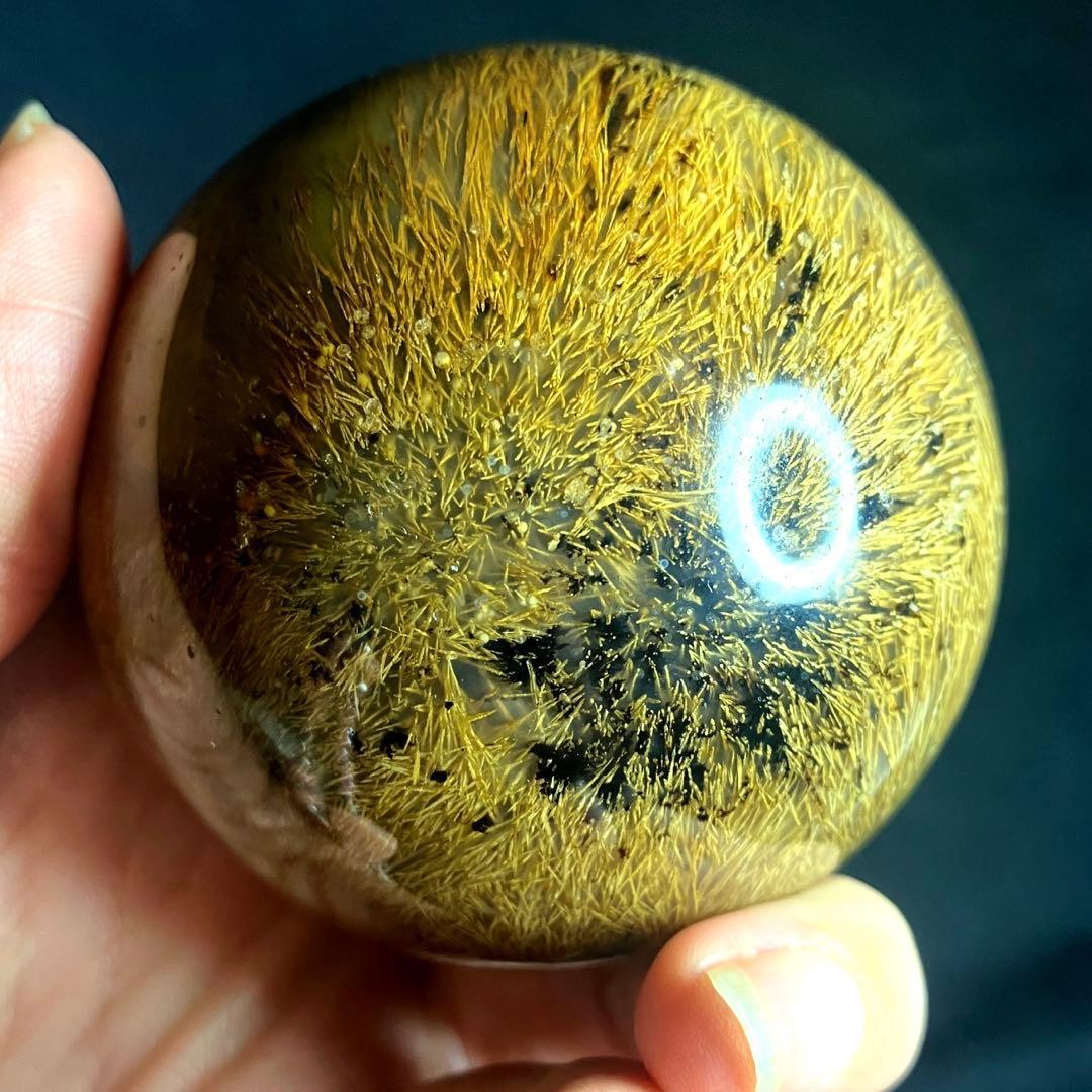 超大玉　65mm ゴールドスモーキールチルクォーツ　金針水晶　パワーストーン