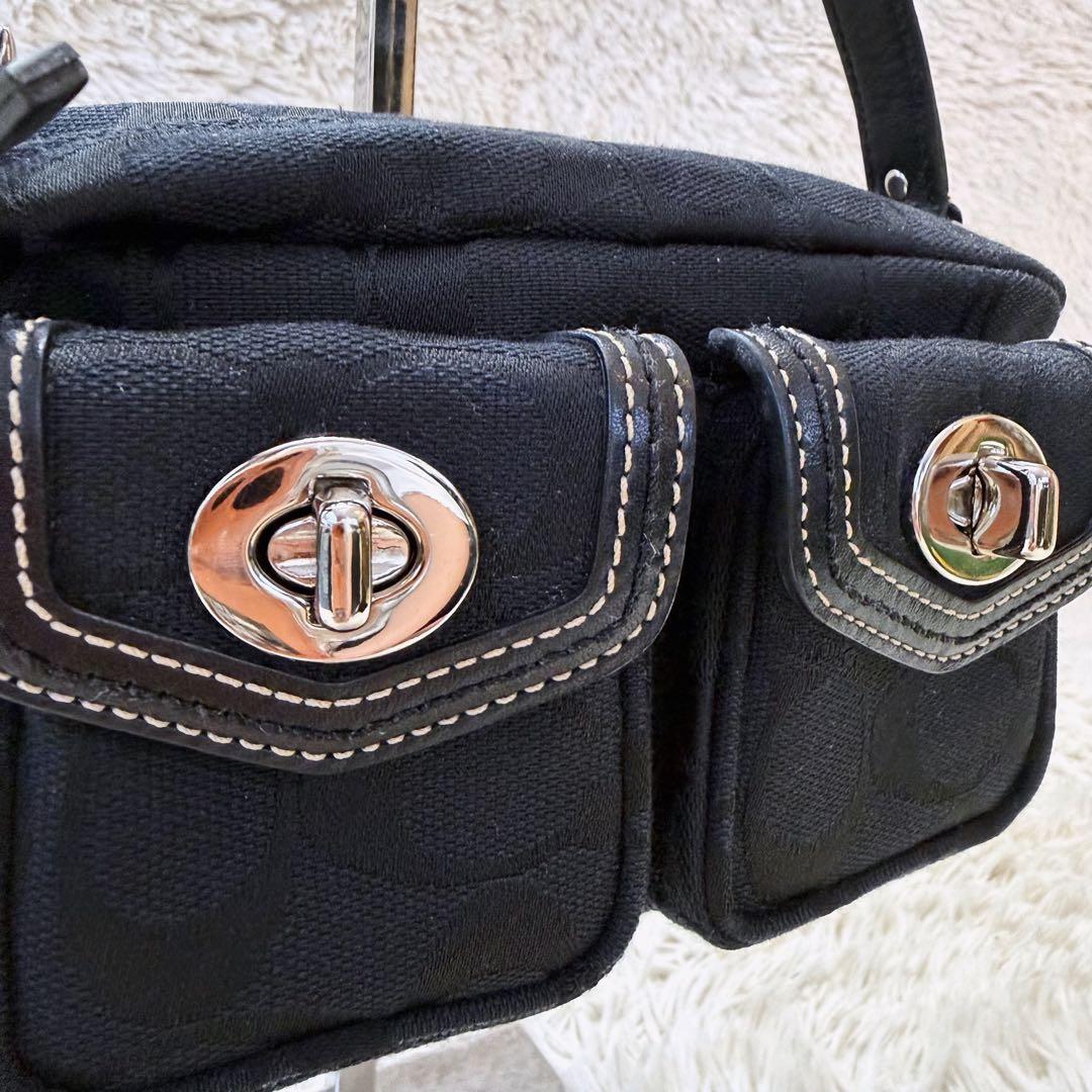 美品✨ COACH コーチ シグネチャー ターンロック アクセサリーポーチ