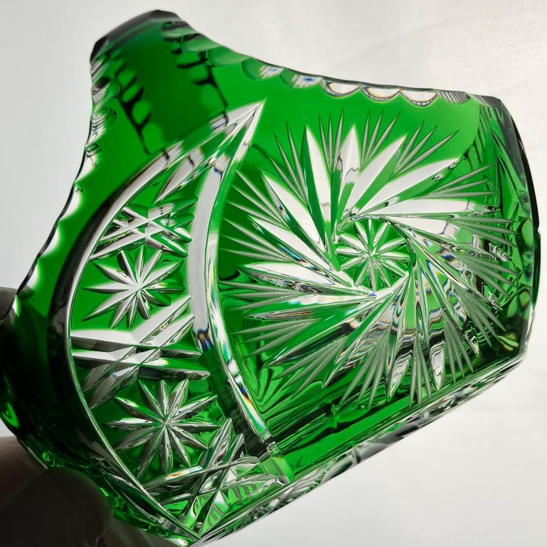 希少 切子 クリスタル カット ガラス バスケット 鉢 オブジェ 置物 小物入れ