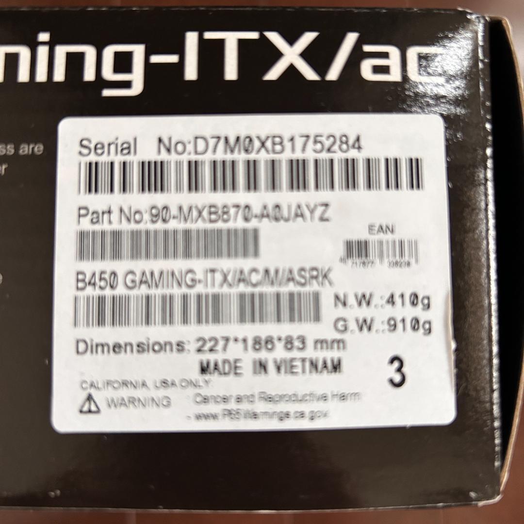 マザーボード ASRock B450 Gaming-ITX/ac