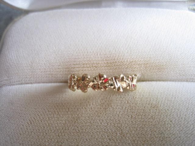 ☆素敵！一連花形 最大幅4.5mm k14金イエローゴールド指輪リング新品！