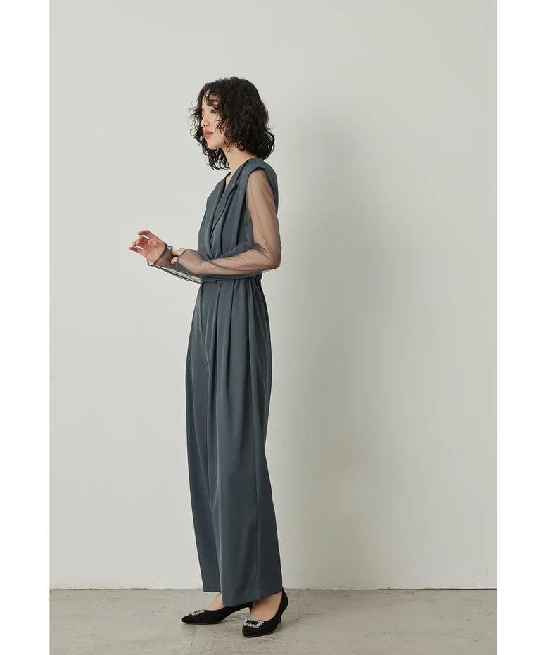 niana ニアナ スタンドアウトカラーオールインパンツ M 結婚式 お呼ばれ