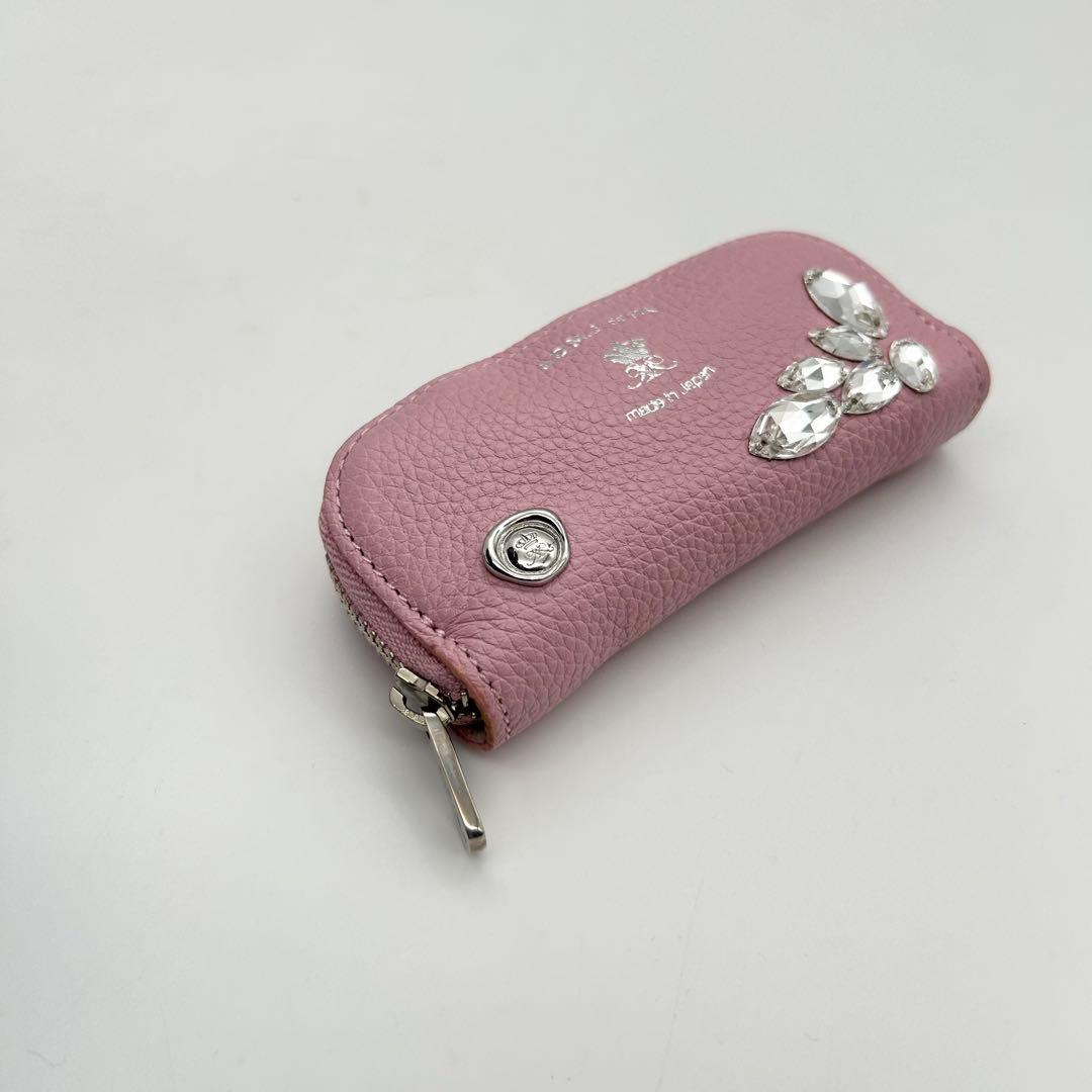 未使用級　A.D.M.J　モーツァルト　ケース　クリスタル　レザー　ピンク