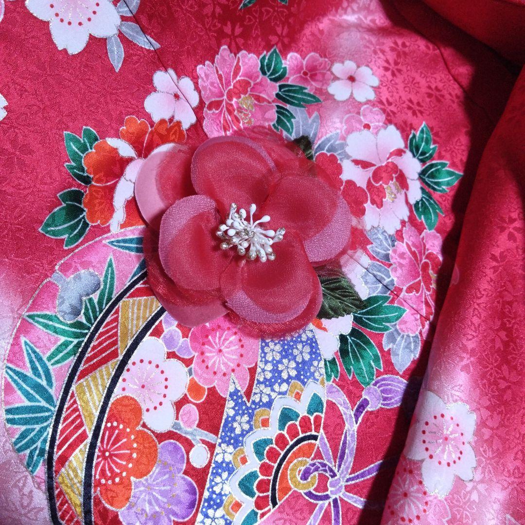 三歳★被布＆正絹花柄着物＆刺繍長襦袢＆小物