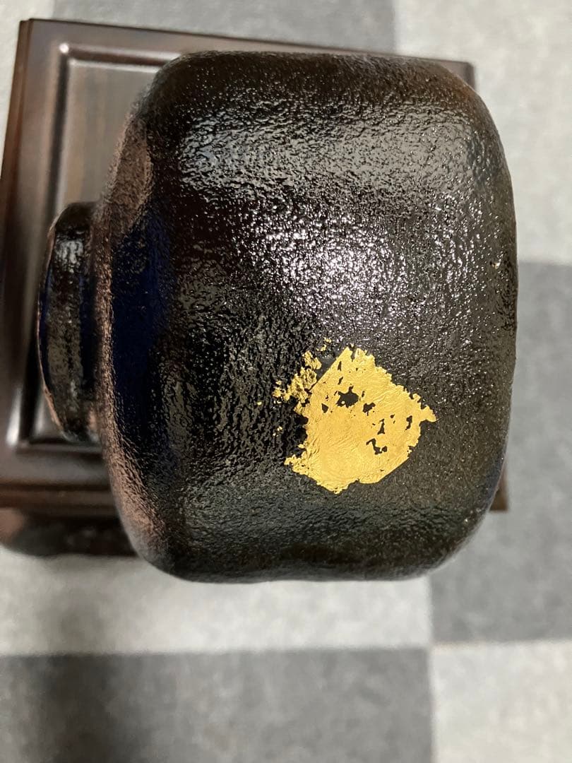 黒楽茶碗 金箔入り コレクター所蔵品 日本美術 骨董品 茶道具 茶碗 古美術品