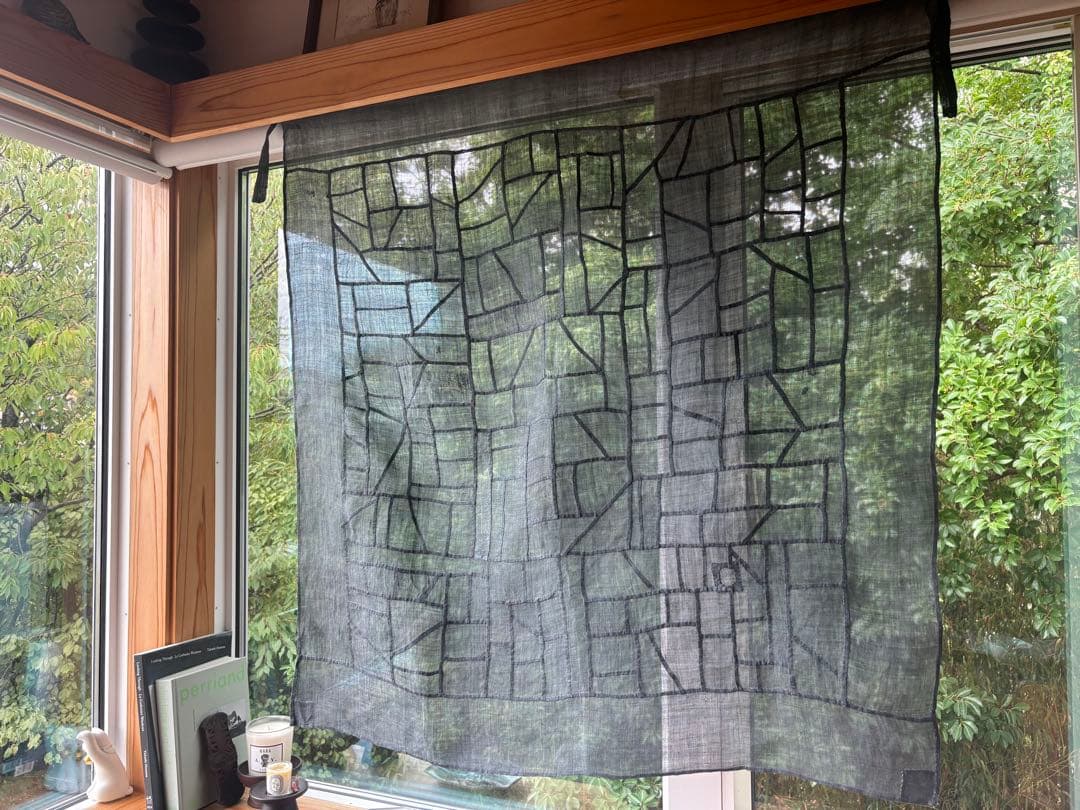 希少　ポジャギ 　ヴィンテージ　モシ　麻　韓国　工芸　黒　李朝　繕いあり