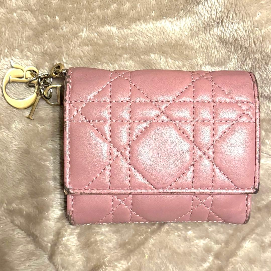 Lady Dior Lotus ディオール　ウォレットピンク キルティング 財布