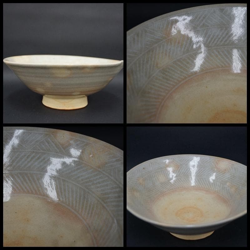 萩焼 十二代 田原陶兵衛造 三島鉢 深鉢 盛器 飾鉢 / 茶道具