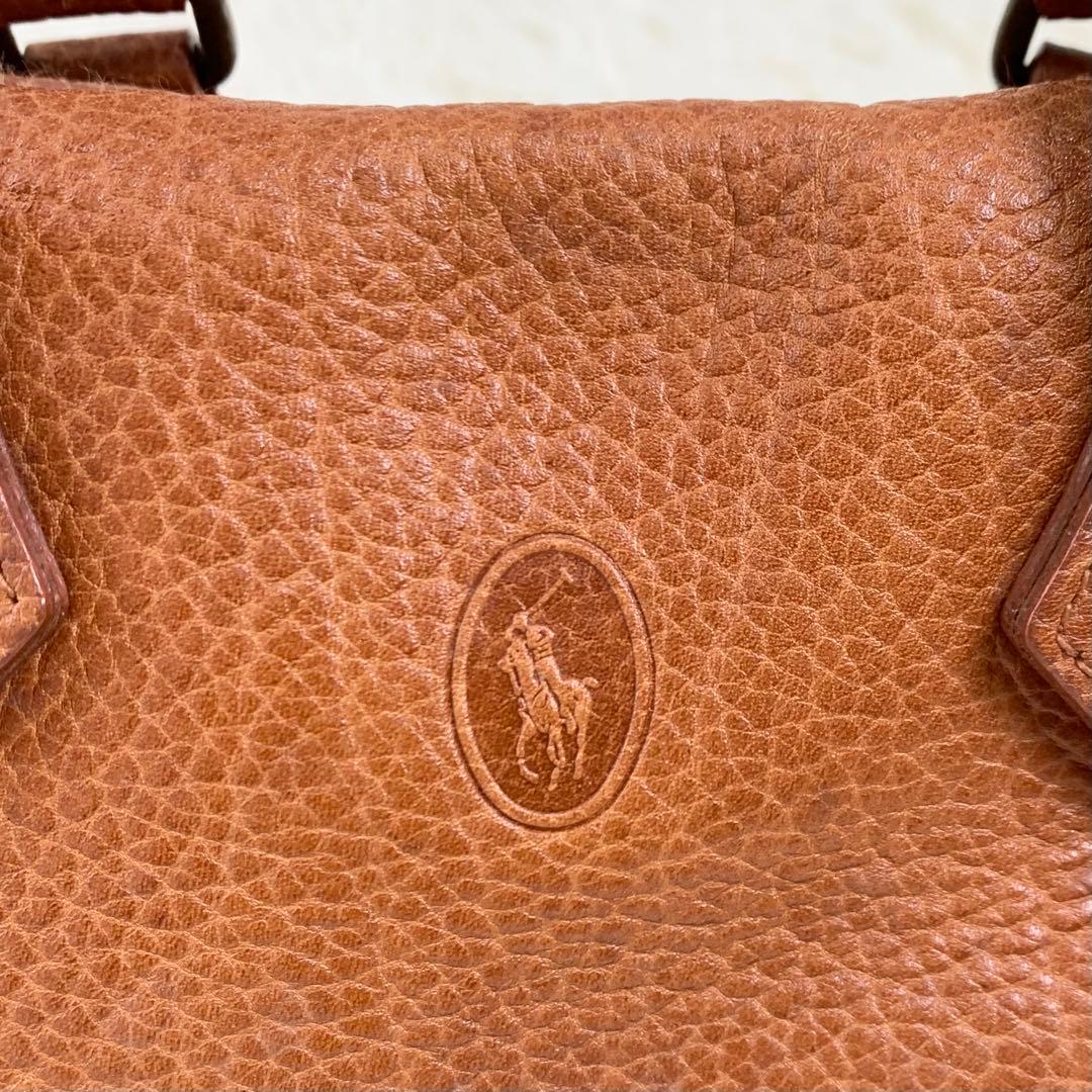 ポロラルフローレン　レザー　ハンドバック　ミニボストンバッグ　ブラウン