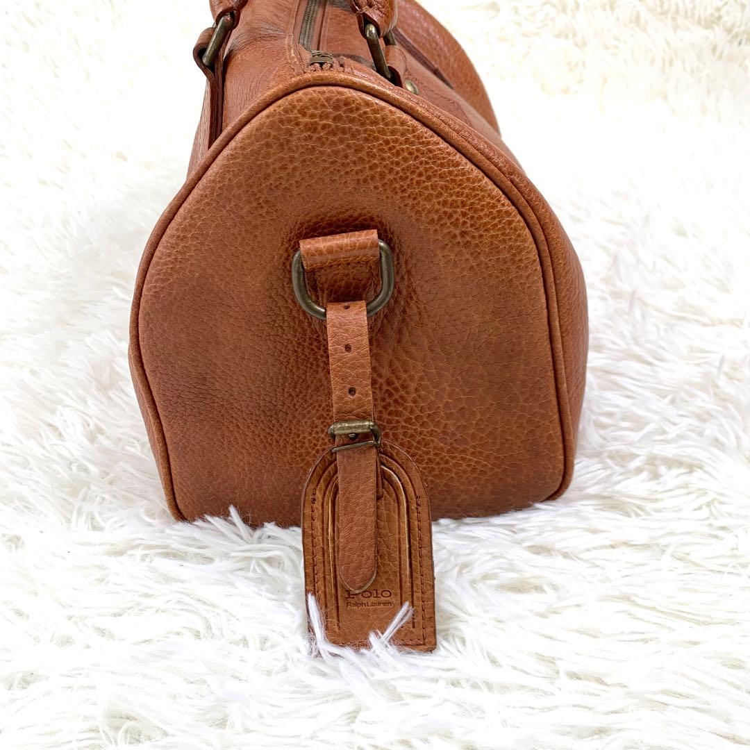 ポロラルフローレン　レザー　ハンドバック　ミニボストンバッグ　ブラウン
