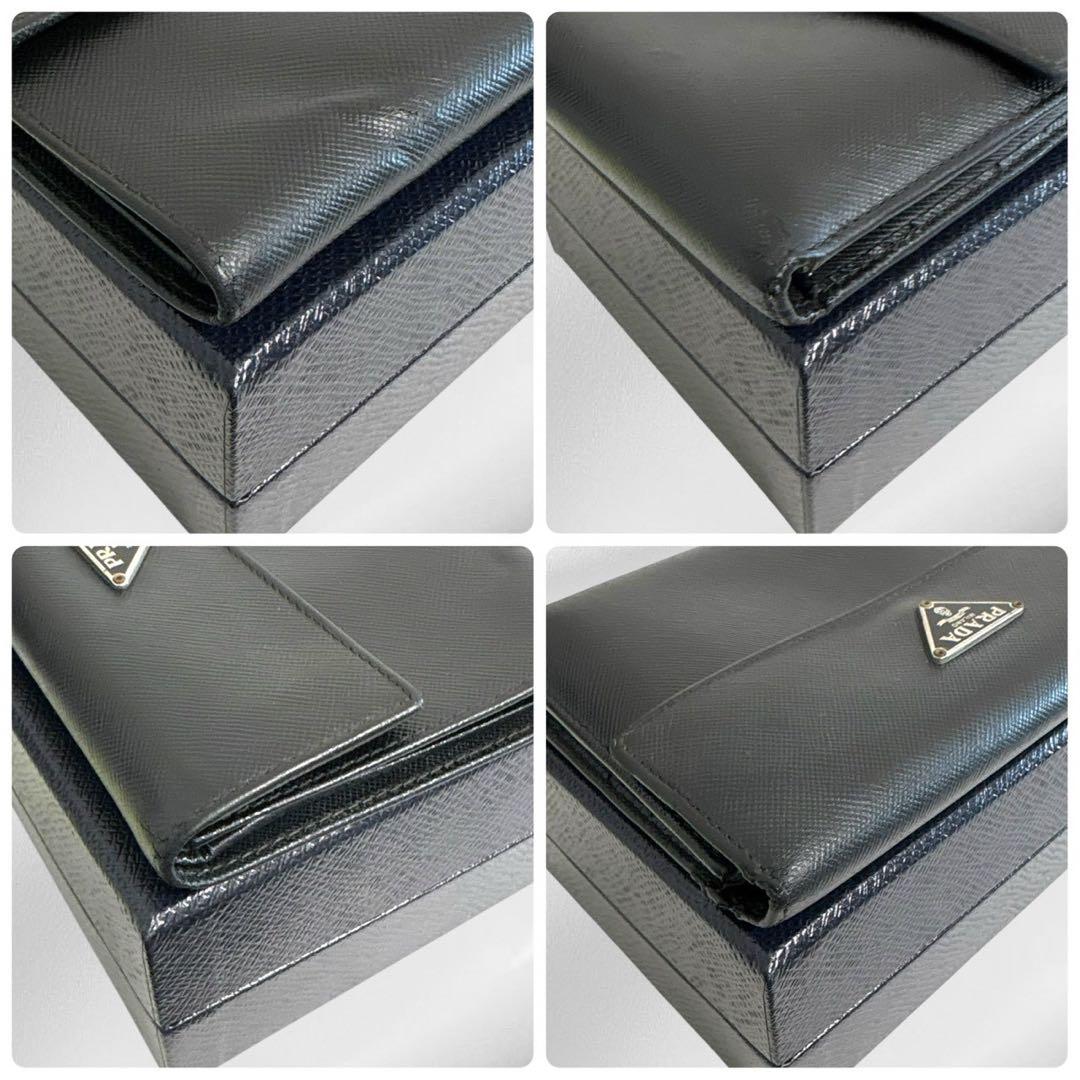 美品‼️ PRADA プラダ 三つ折り財布 サフィアーノ ブラック 黒