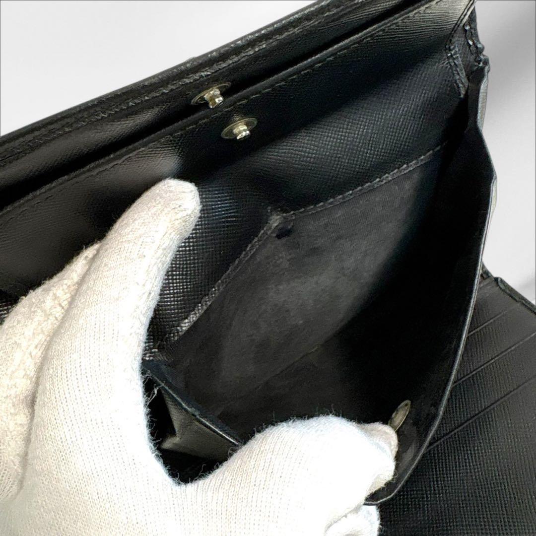 美品‼️ PRADA プラダ 三つ折り財布 サフィアーノ ブラック 黒