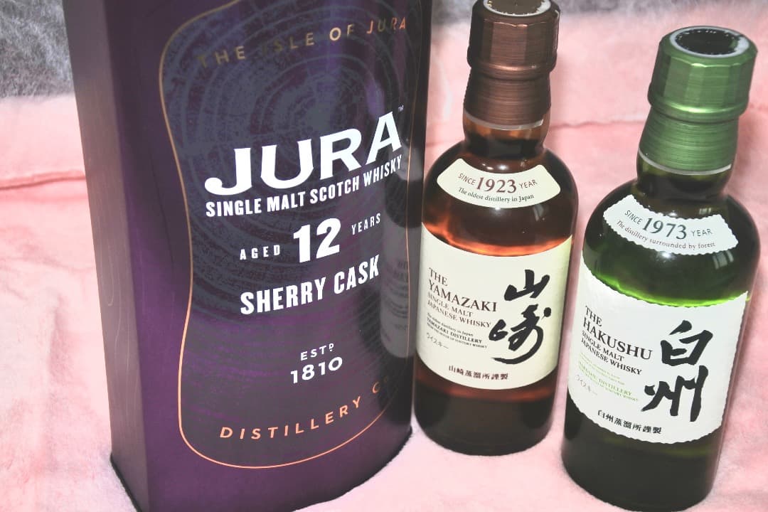 JURA 12年シェリーカスク、山崎＆白州ミニボトル 3本セット