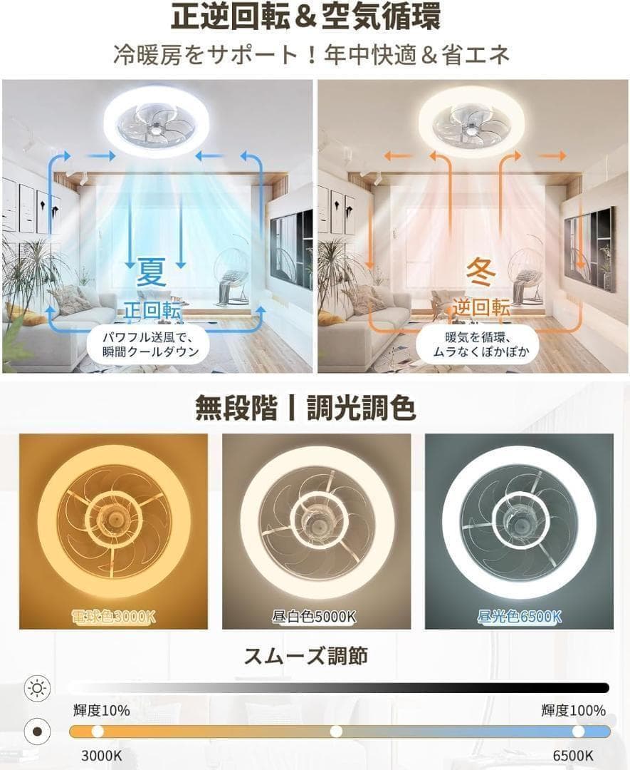 【極美品】シーリングファンライト LED 120W相当 正逆回転 首振り