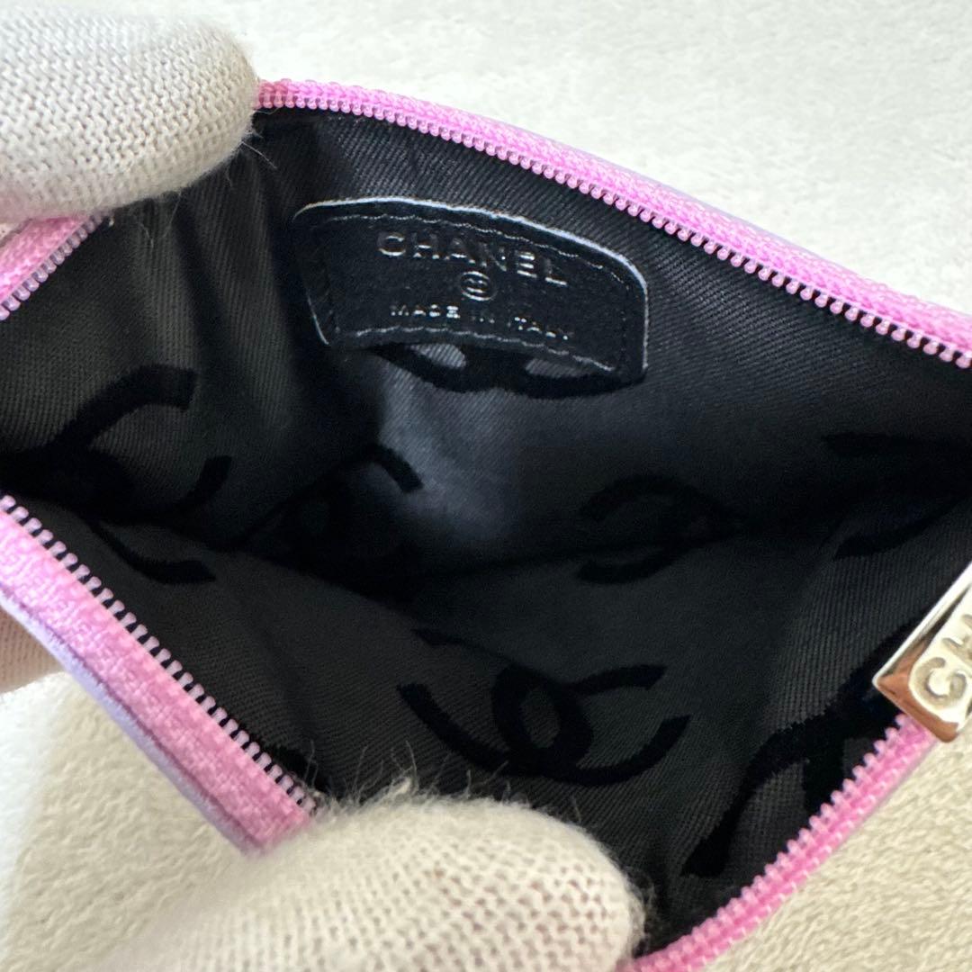 美品✨CHANEL ケース　ココマーク　レザー　ピンク　パープル