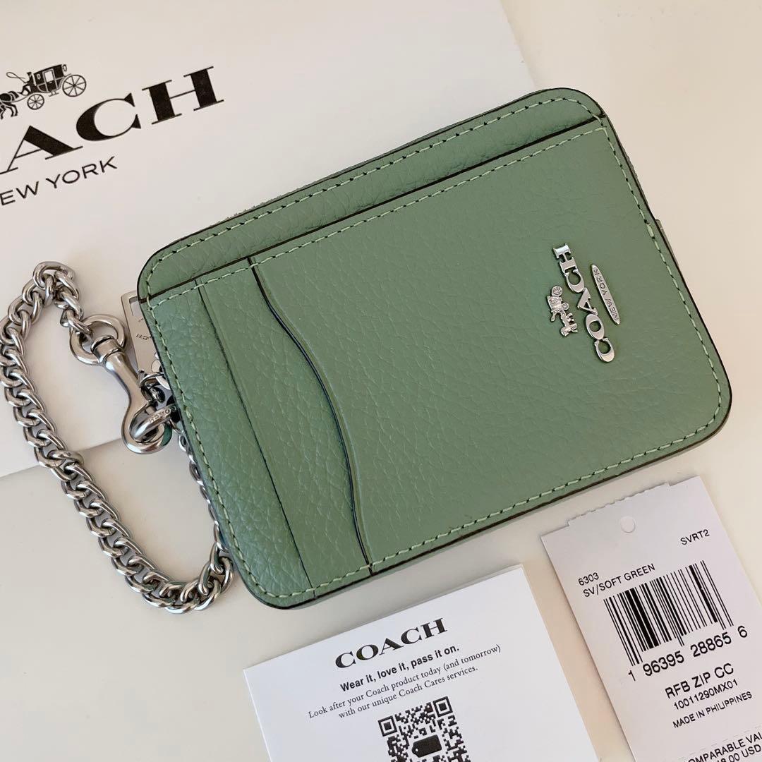 COACH コース　ケース　小銭入れ財布　ソフトグリーン　緑色　パスケース