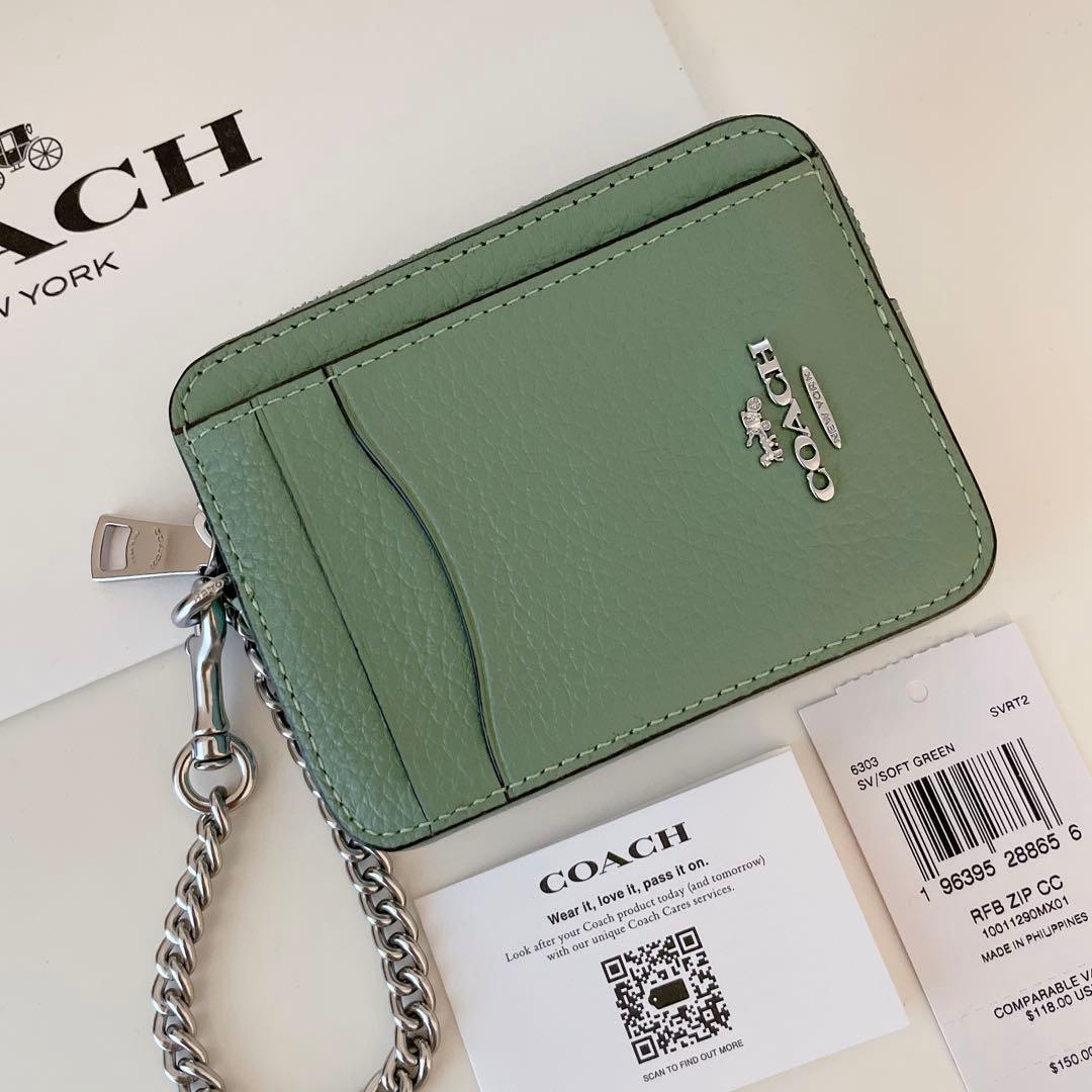 COACH コース　ケース　小銭入れ財布　ソフトグリーン　緑色　パスケース