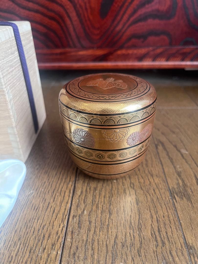 茶道具用 棗 木箱付き 下出光斉 小紋蒔絵