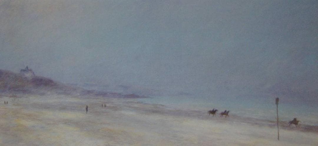 岡義実、【ノルマンディの海辺】、希少な額装用画集より