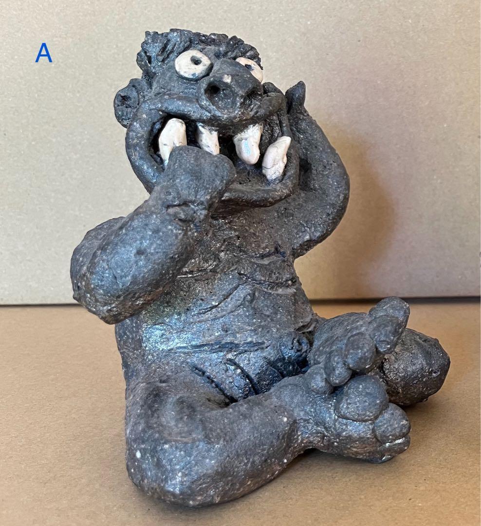 東大寺別当 清水公照作　泥仏一対　２体セット　アート作品　どろぼとけ