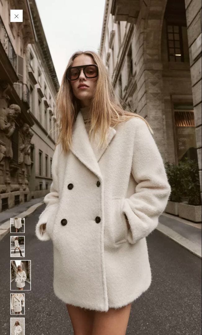 新品未使用⭐︎ZARAブークレダブルブレストミディ丈コートXS size