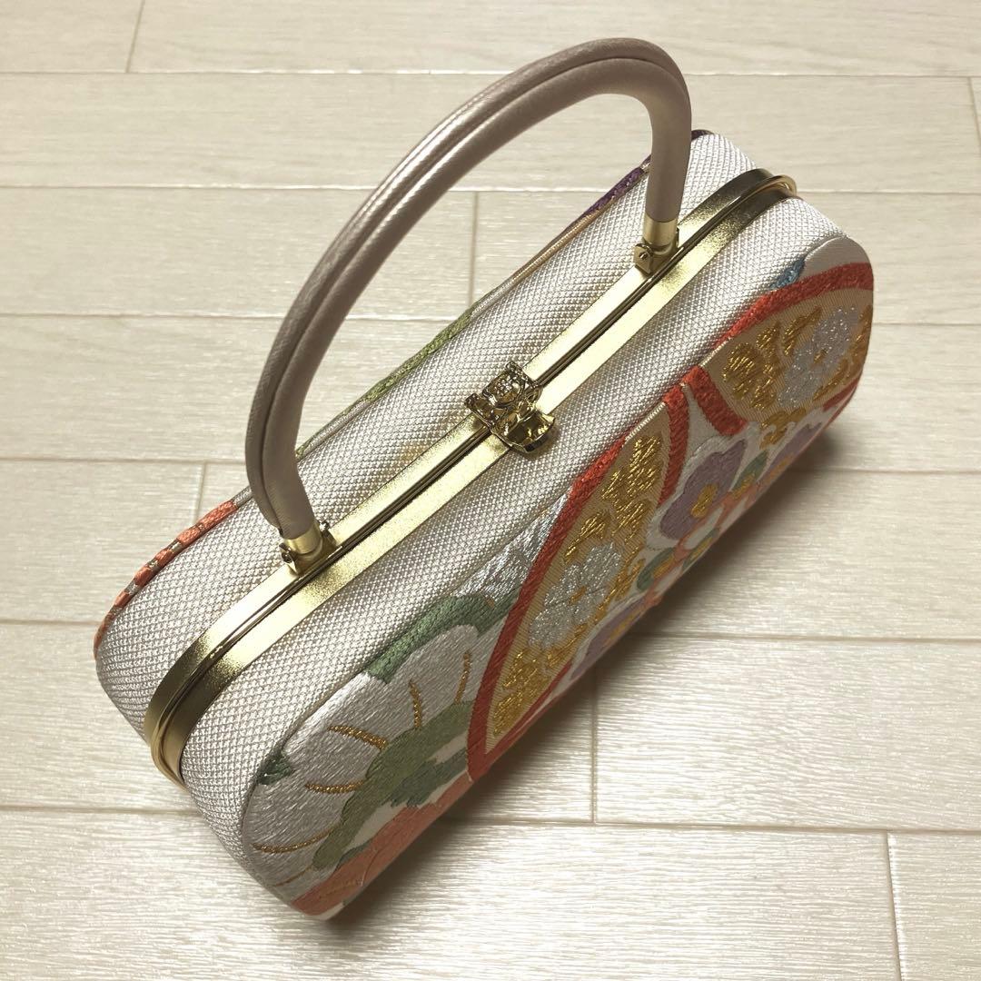 《美品》西陣織　草履バッグセット　厚底　金糸　刺繍　大きめバッグ