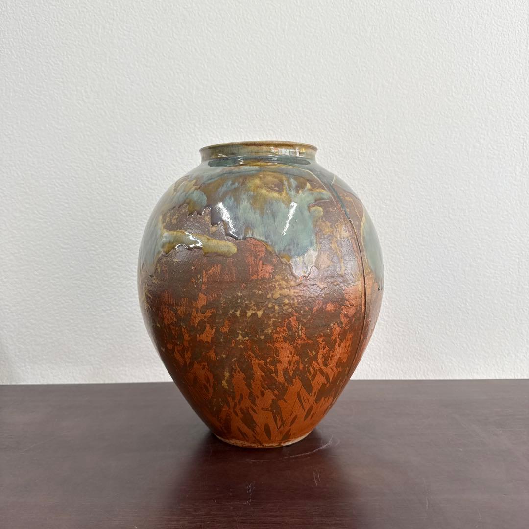 法勝寺焼　松花窯　四代　安藤真澄　花瓶　壺