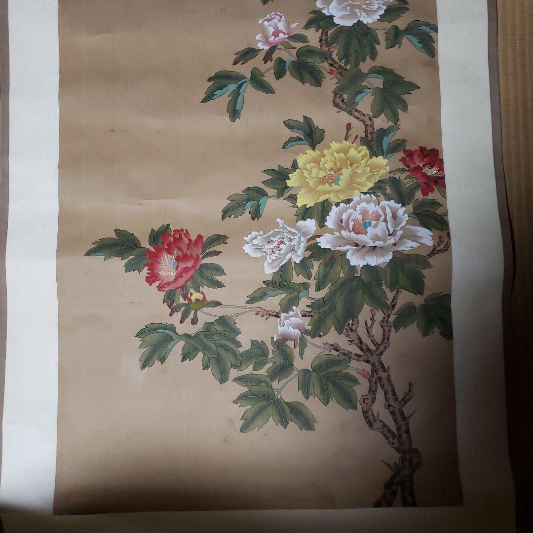 花と鳥の日本画掛軸