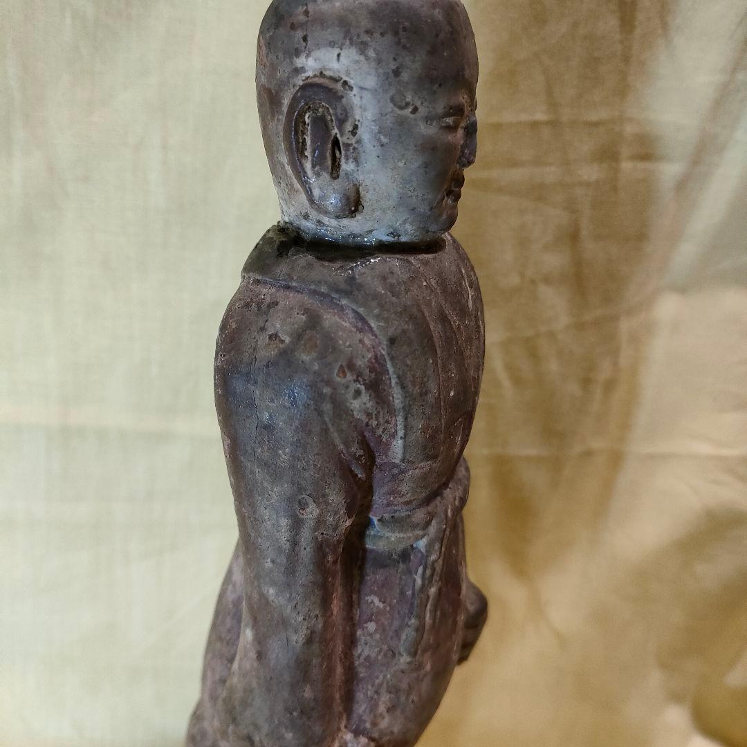 加彩人物俑　侍者　中国古陶　古玩