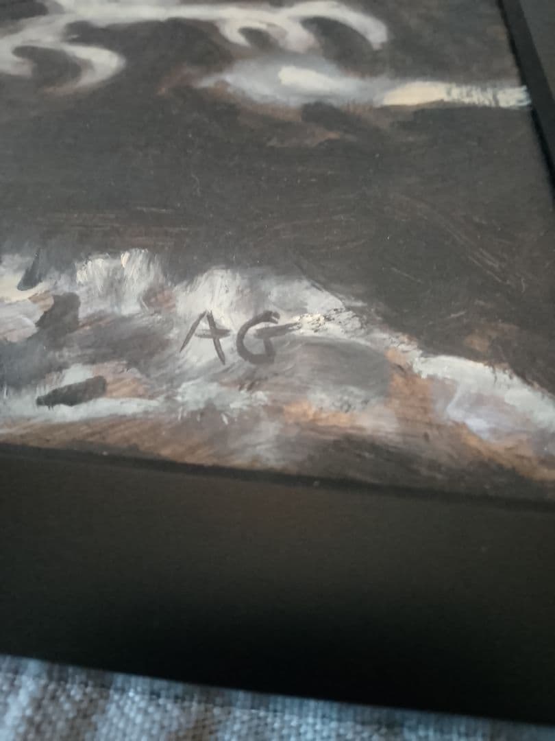 月と龍。油彩画 11ｘ9 インチサイズ